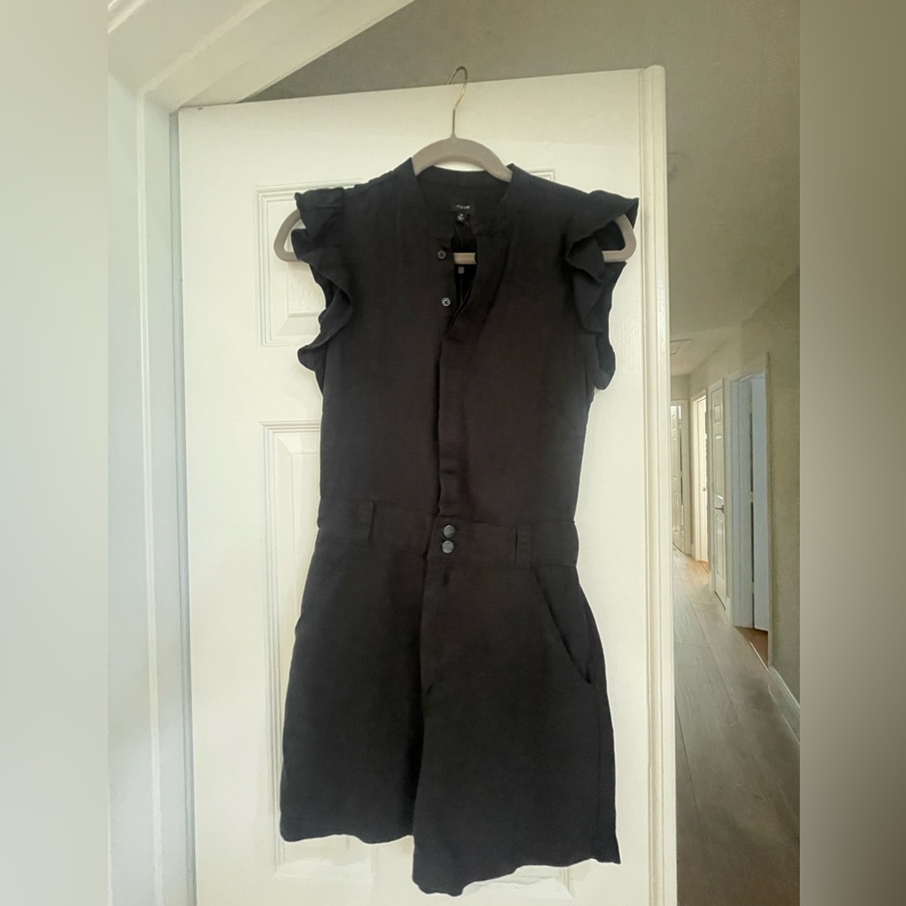 Joe's Jeans Black Denim  Ruffled Jumpsuit NWT